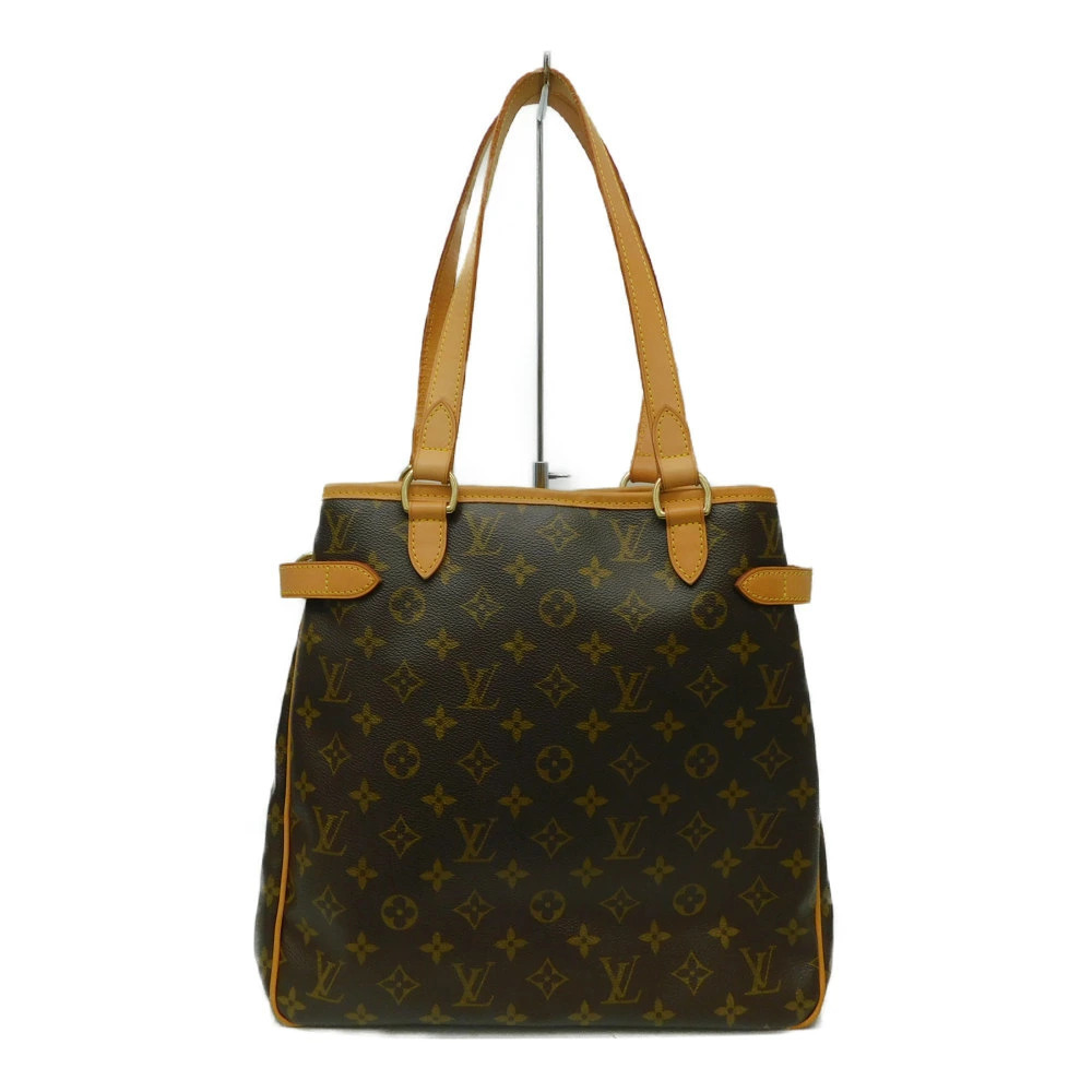 Louis Vuitton Leather Monogram Tote Shoulder Bag Vertical Batignolles Brown